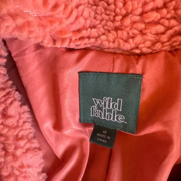 Wild Fable Salmon sherpa/teddy pea coat jacket - Picture 2 of 3